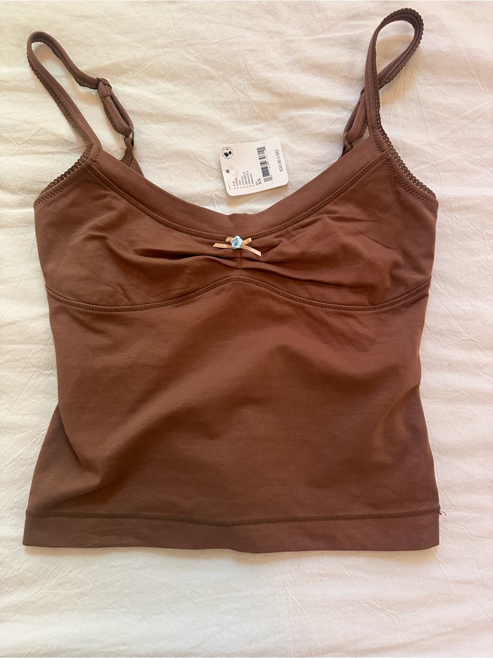 NWT Free People Brown Camisole Tank Top with Bow Size XS